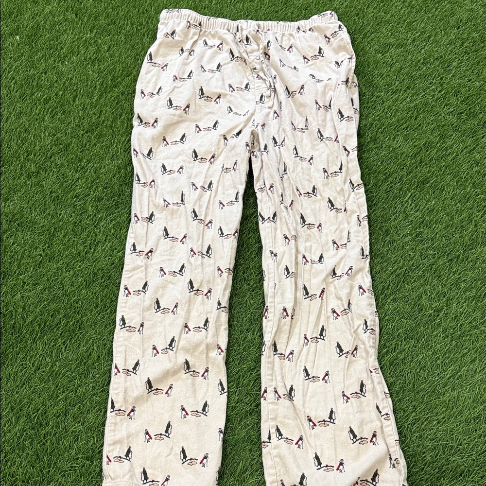 Garnet Hill Pajama Lounge Pants - Gold Course Christmas Print
